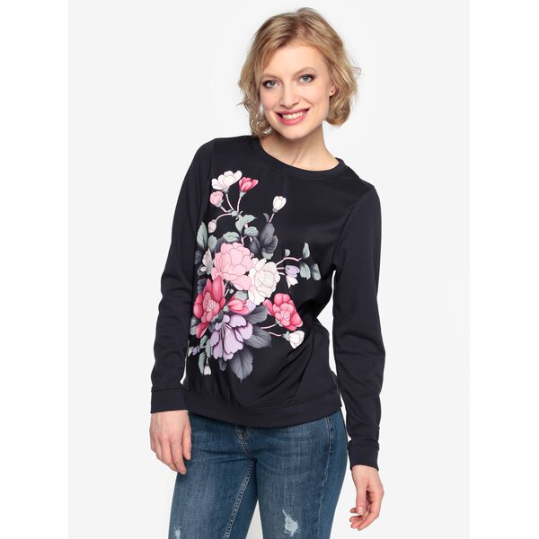 Bluza bleumarin cu print floral - Oasis Kimono