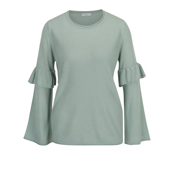 Pulover verde mentol cu volane pe maneci Jacqueline de Yong Stardust