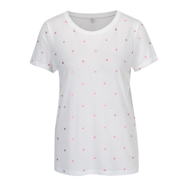 Tricou alb cu print inimi - ONLY Isabella
