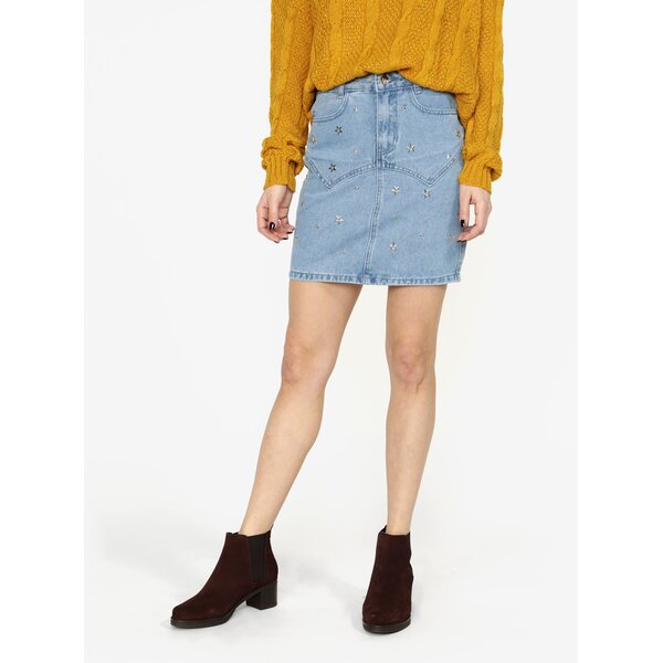 Fusta albastra din denim cu aplicatii argintii - MISSGUIDED