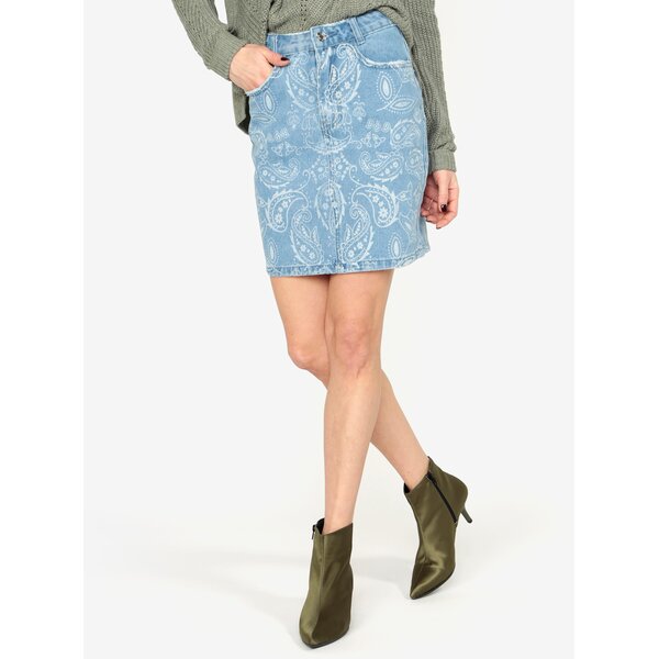 Fusta albastra din denim cu print - MISSGUIDED