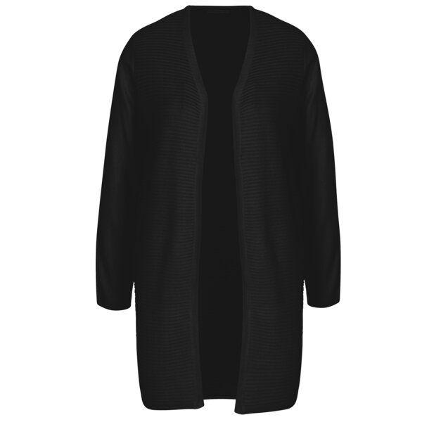 Cardigan lung negru cu dungi in relief Jacqueline de Yong Tint