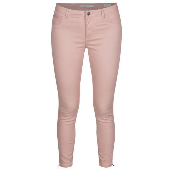 Blugi skinny roz cu fermoare decorative ONLY Kendell