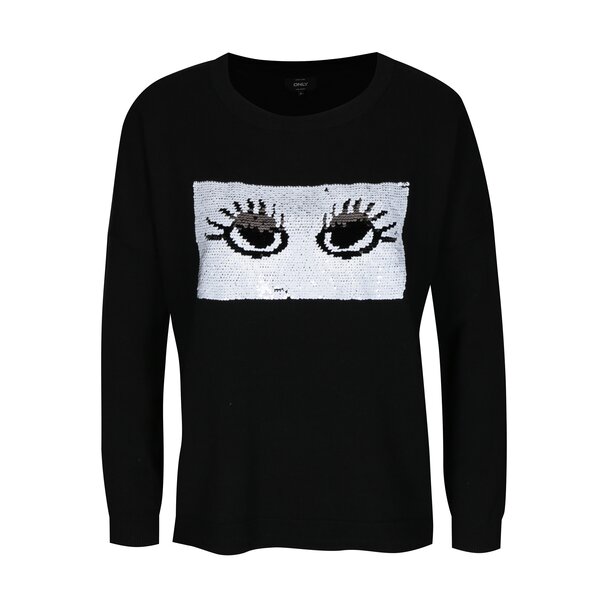 Pulover negru cu paiete reversibile - ONLY Rosetta