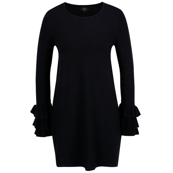 Rochie pulover bleumarin cu volane la maneci - ONLY Ginny