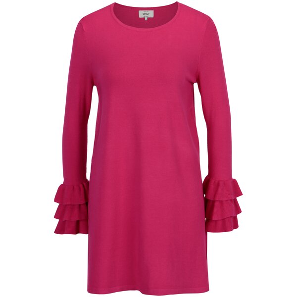 Rochie pulover roz cu volane la maneci - ONLY Ginny