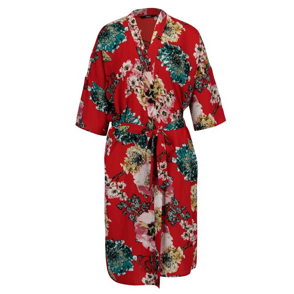 Kimono rosu cu print floral ONLY Katherine