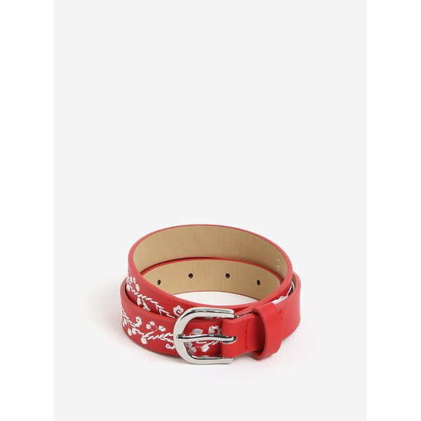 Curea rosie cu broderie Pieces Jessica