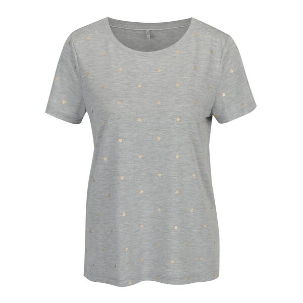 Tricou gri melanj cu print inimi - ONLY Isabella