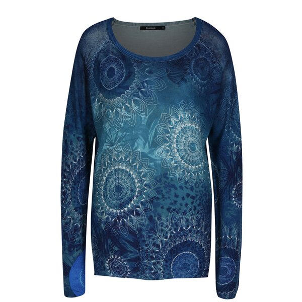 Pulover bleumarin cu print mandala - Desigual Spicatum