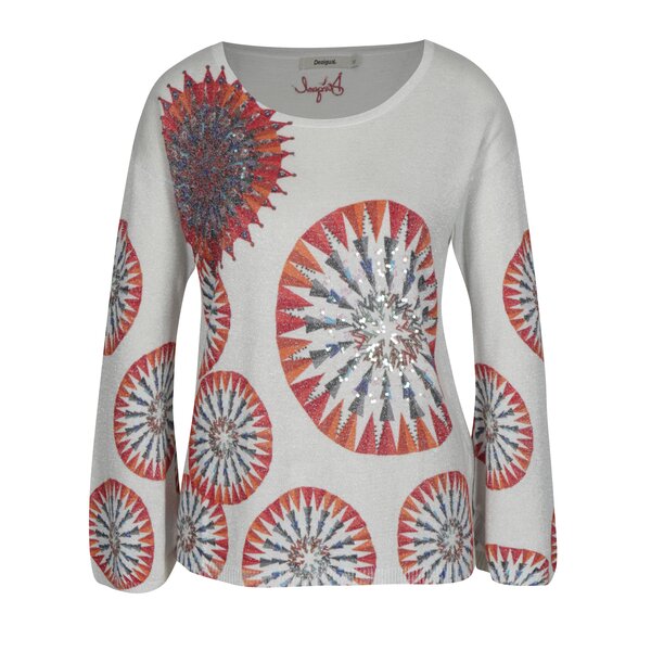 Pulover gri mandala cu aplicatii decorative -Desigual Valeri