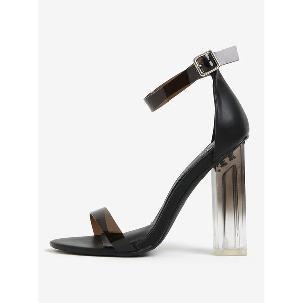Sandale negre cu toc inalt si transparent MISSGUIDED
