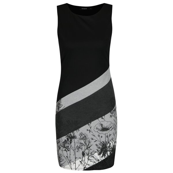 Rochie neagra cu gri patchwork Desigual Goodbye