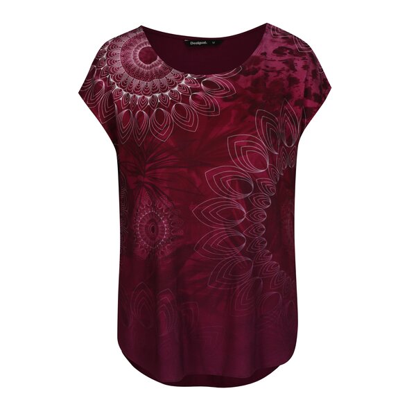 Tricou bordo cu maneci raglan si print Desigual Grace