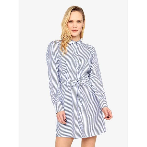 Rochie camasa alba cu dungi albastre - Jacqueline de Yong Lucky