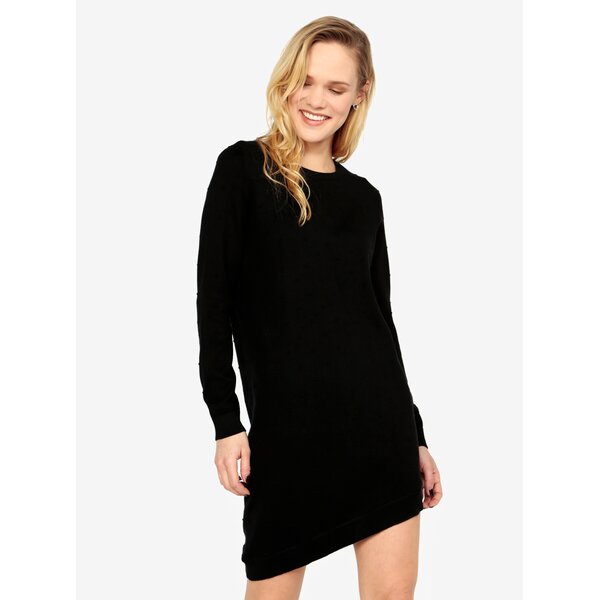 Rochie pulover asimetrica neagra cu buline - ONLY Alberte
