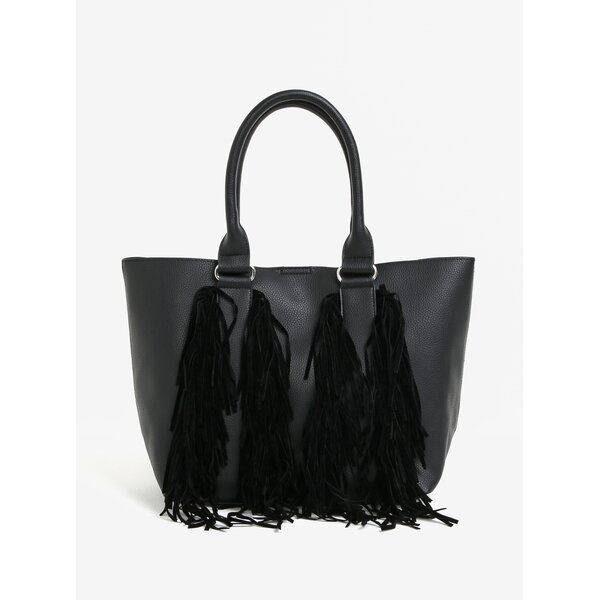 Geanta shopper neagra cu franjuri - Miss Selfridge