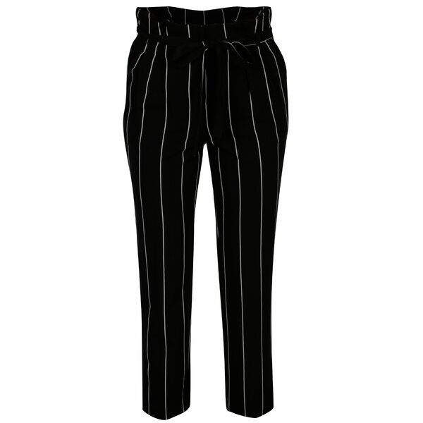 Pantaloni negri cu dungi si talie inalta - Miss Selfridge