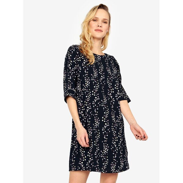 Rochie bleumarin cu print floral si maneci 3/4 ONLY Ditte