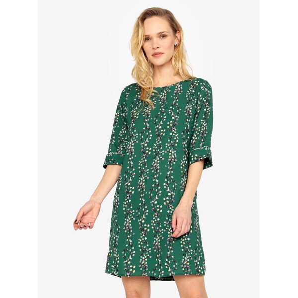 Rochie verde cu print floral si maneci 3/4 ONLY Ditte