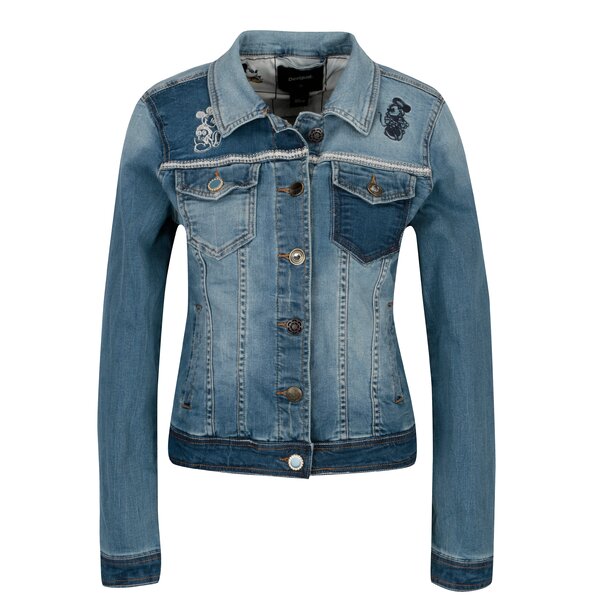 Jacheta albastra din denim cu broderie Desigua Maria Goepp