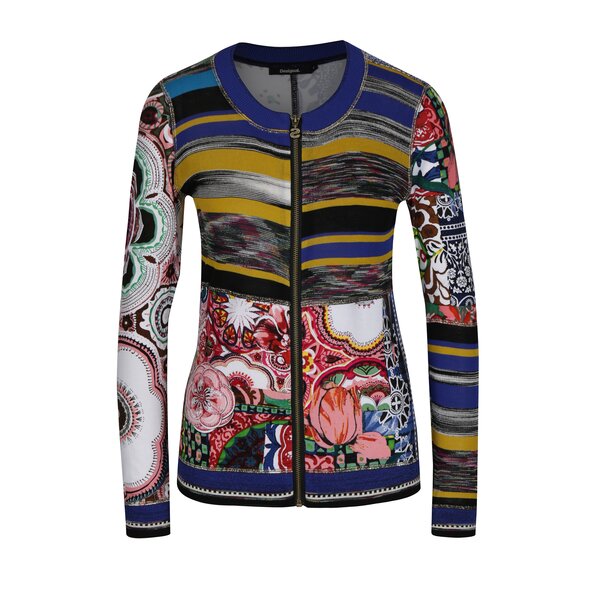 Cardigan subtire cu print multicolor - Desigual fine Balance
