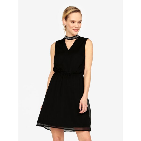 Rochie neagra cu aplicatii pe guler ONLY Dafne