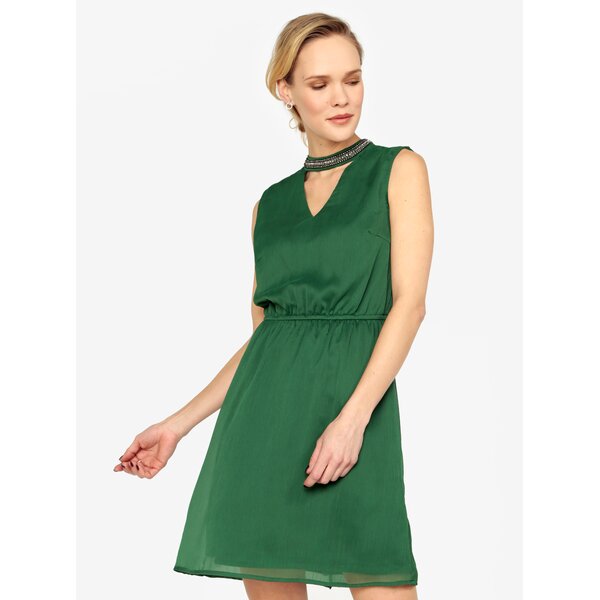 Rochie verde cu aplicatii pe guler ONLY Dafne
