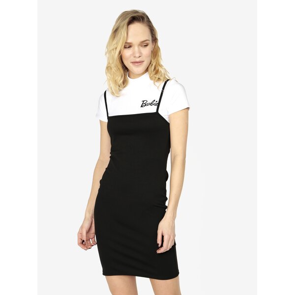 Rochie neagra cu crop top alb 2 in 1 - MISSGUIDED Barbie