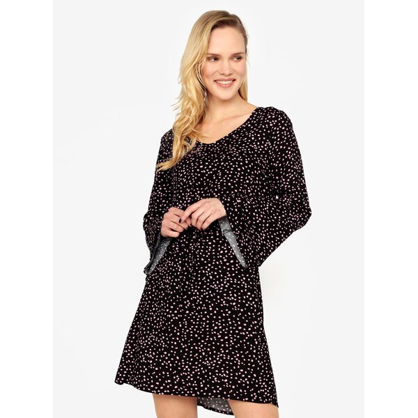 Rochie neagra cu print si maneci clopot - ONLY Anika
