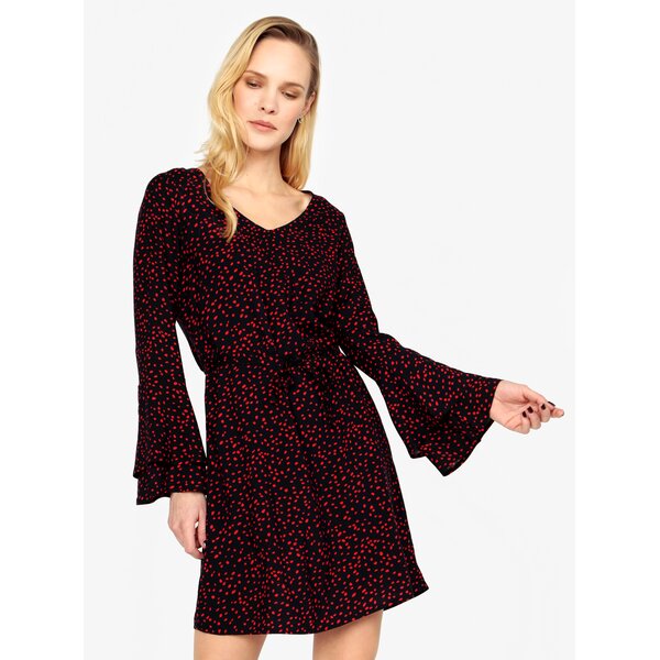 Rochie bleumarin cu print si maneci clopot ONLY Anika