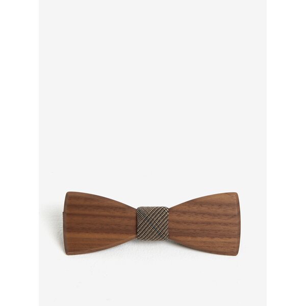 Papion din lemn cu detaliu decorativ pentru barbati - BeWooden New Lupus