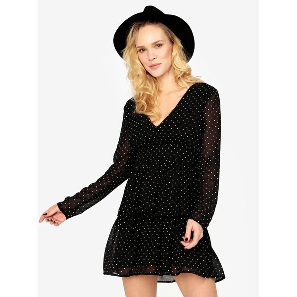 Rochie neagra cu buline si volane MISSGUIDED