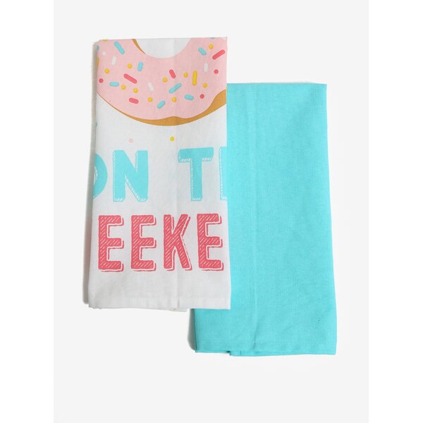 Set de 2 prosoape de bucatarie alb & albastru cu print - SIFCON Calories