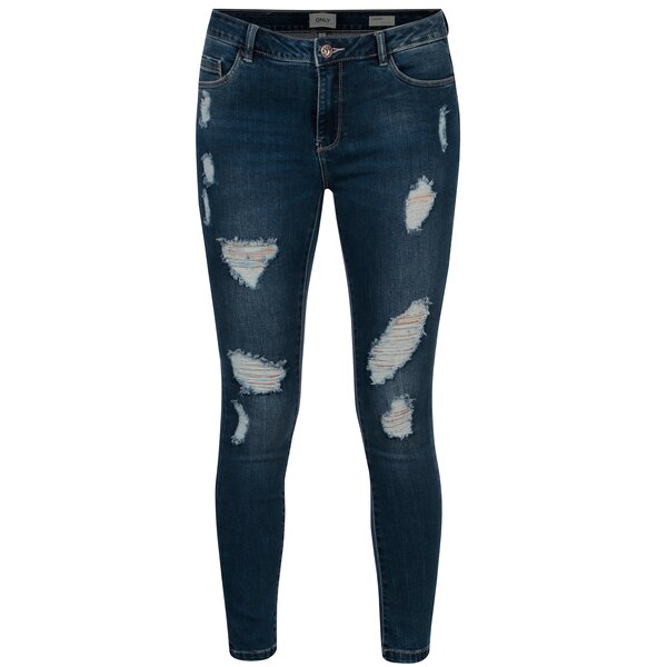 Blugi skinny albastri cu aspect uzat - ONLY Carmen