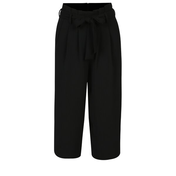Pantaloni culottes negri cu funda in talie - ONLY Karolina