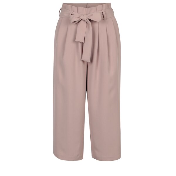 Pantaloni culottes roz prafuit cu funda in talie - ONLY Karolina
