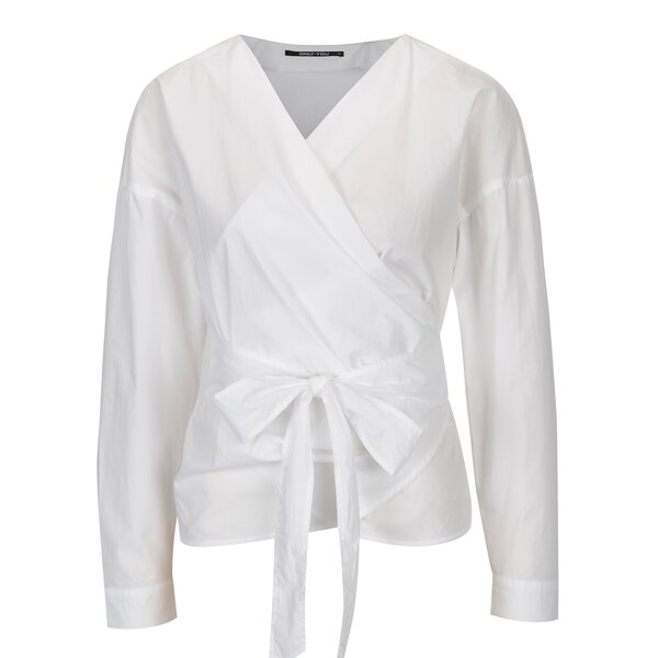 Bluza alba suprapusa cu cordon in talie - ONLY Helen