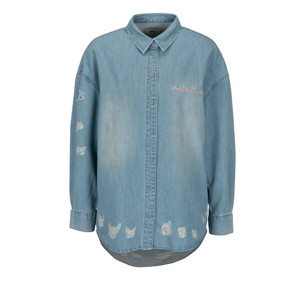 Camasa oversized din denim cu aspect uzat - ONLY Flora