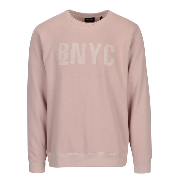 Bluza sport roz prafuit cu broderie text Broadway Hastle