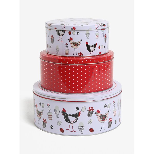 Set de 3 cutii metalice rotunde cu print - Cooksmart