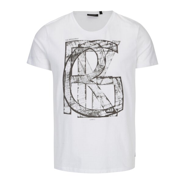 Tricou alb cu print pentru barbati Broadway Bennie
