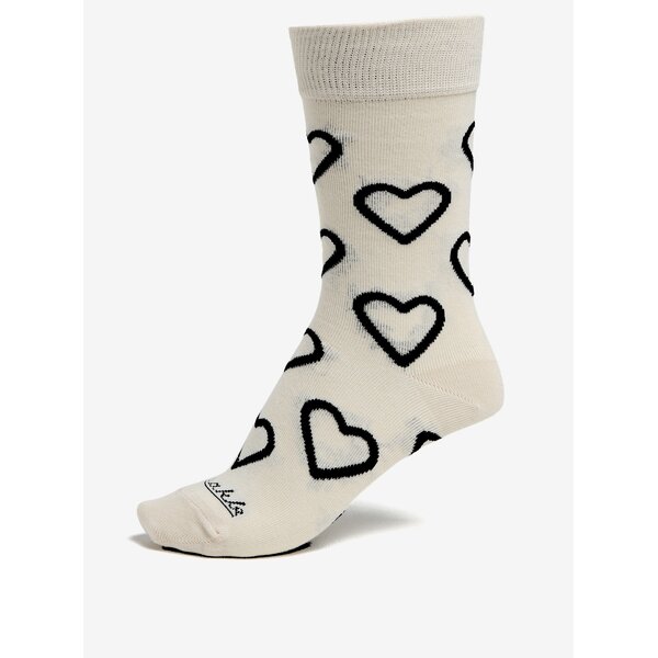 Sosete unisex alb prafuit cu model inimioare - Fusakle Drsňák Love