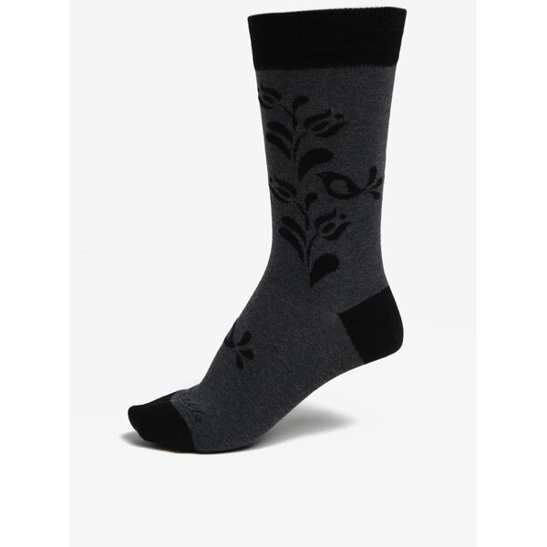 Sosete gri & negru unisex cu model - Fusakle Vtáčik