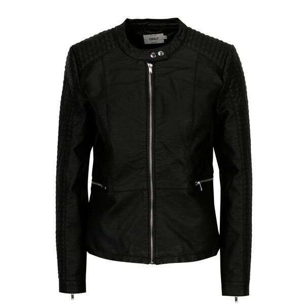 Jacheta neagra din piele sintetica ONLY Heart