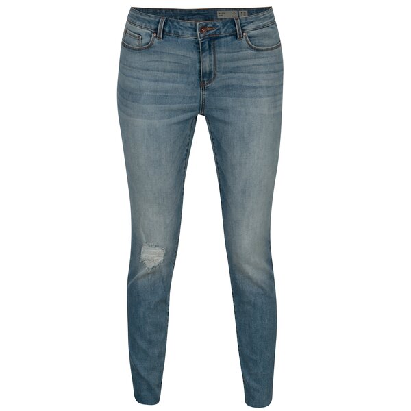 Blugi albastri skinny cu aspect prespalat si uzat - VERO MODA Seven