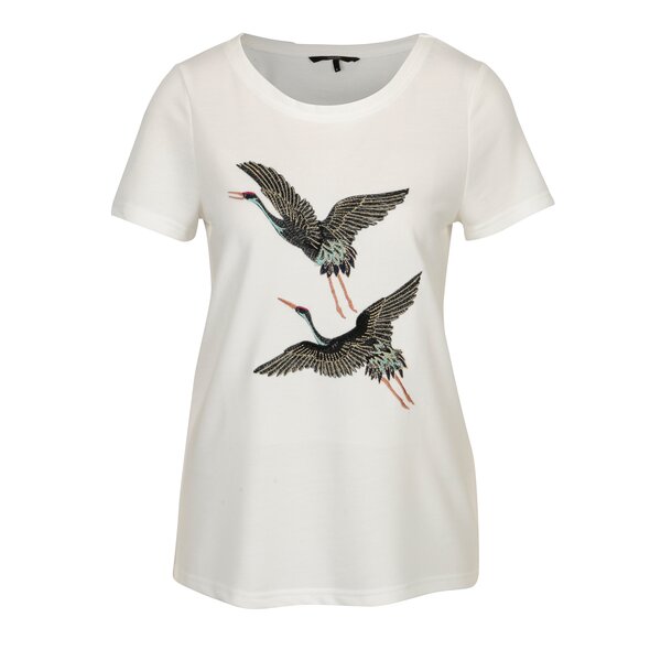 Tricou crem cu berze brodate - VERO MODA Justine