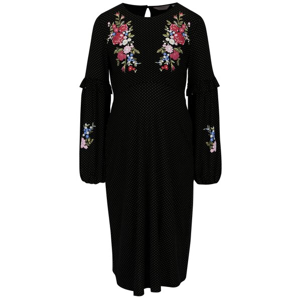 Rochie neagra cu buline si print floral pentru femei insarcinate - Dorothy Perkins Maternity
