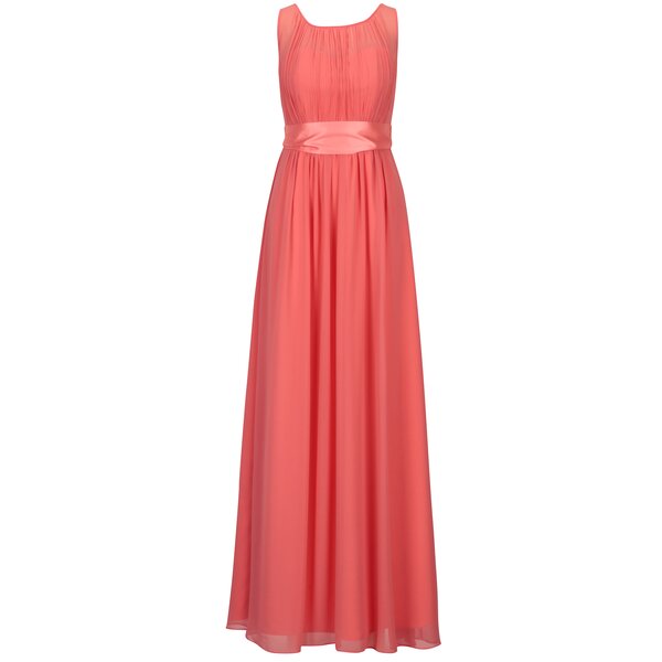 Rochie lunga corai cu pliuri si cordon in talie - Showcase by Dorothy Perkins