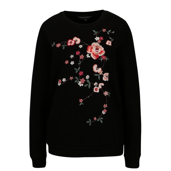 Bluza neagra cu broderie florala Dorothy Perkins